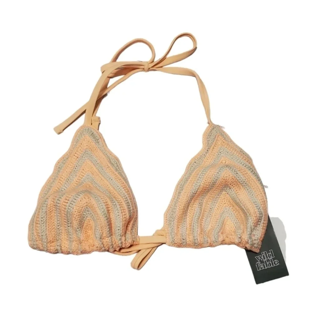 NWT Wild Fable Womens Crochet Triangle Bikini Swim Top S 4-6